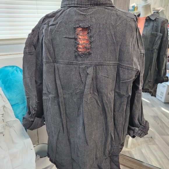 Distressed mustard shacket - Picture 4 of 4